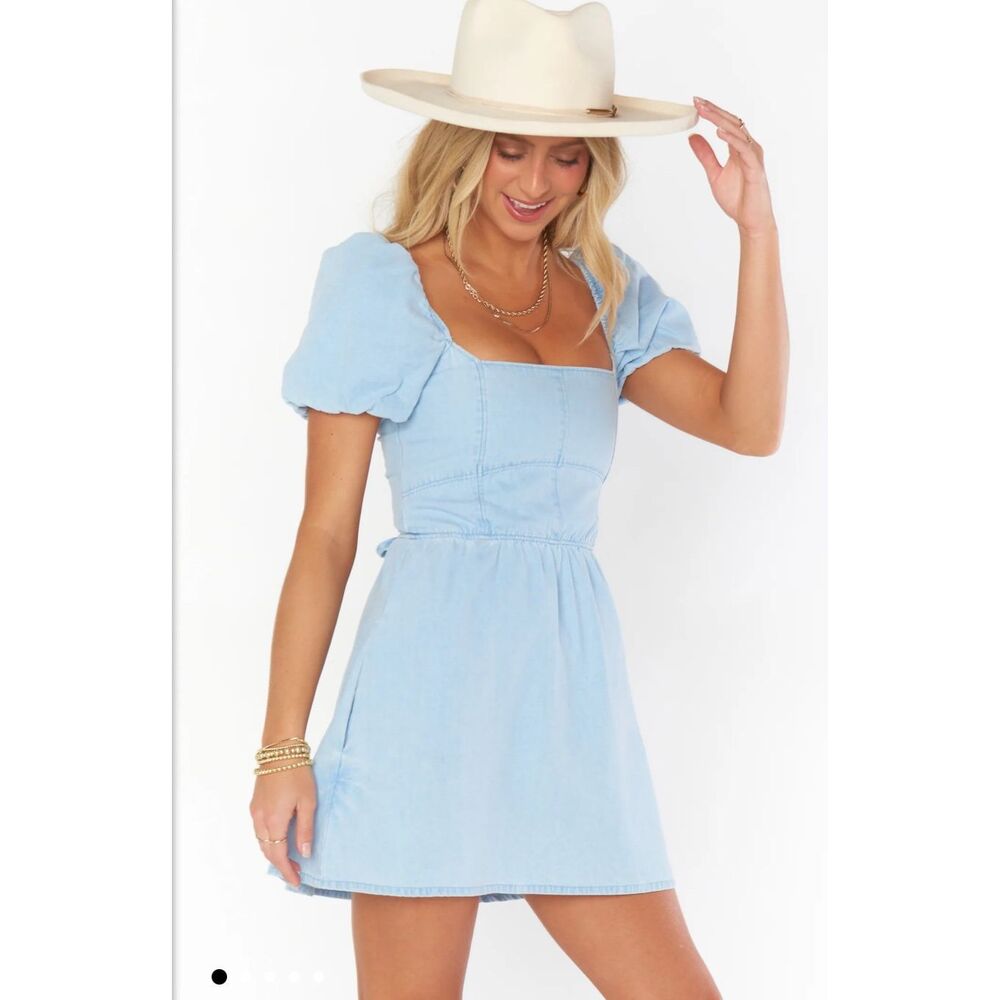 Show Me Your MuMu London lace up Light Blue Mini Dress